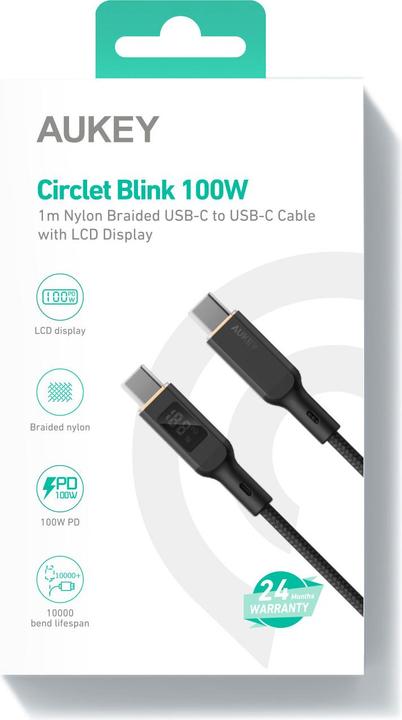 Image du produit Aukey USB-C – USB-C Display (1 m, USB 2.0)