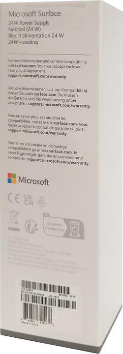 Nutritional values and ingredients Microsoft Surface 24W power supply for business (CH, DE, AT, FR, BEL, NLD, Eng. Intl.) (24 W)