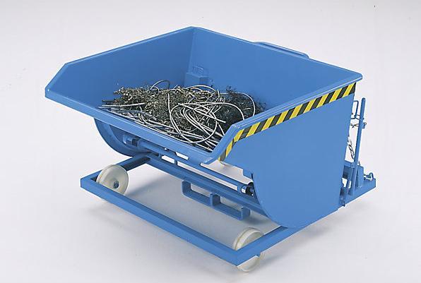 Actual product image eurokraft pro Tilting skip for metal swarf, with nylon wheels, capacity 0.3 m³, yellow orange. (300 l)