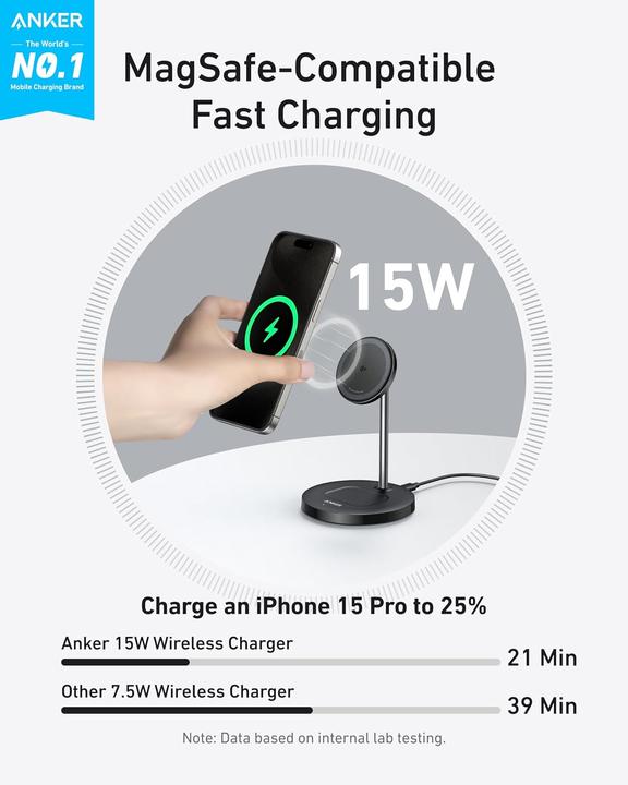 Produktbild Anker - MagGo Wireless Charger (2-in-1 Stand) (15 W)