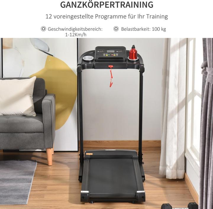 Produktbild Homcom Laufband Training für Zuhause, Tassenhalterungen und Handyhalter