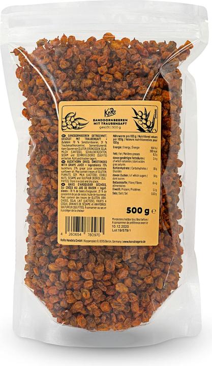 Actual product image KoRo Dried sea buckthorn berries, sweetened with grape juice (500 g)