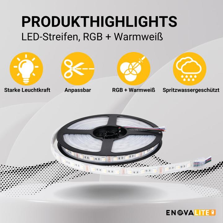 Image du produit Enovalite Bande LED (Blanc chaud, 500 cm, Intérieur)