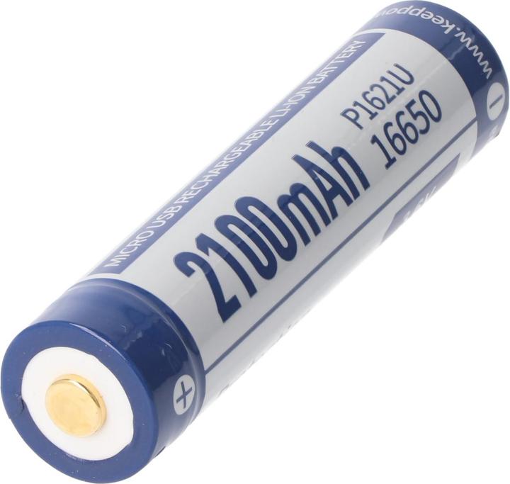 Immagine prodotto Keeppower Batteria 16650 protetta da PCB con ricarica USB P1621U (2100 mAh)