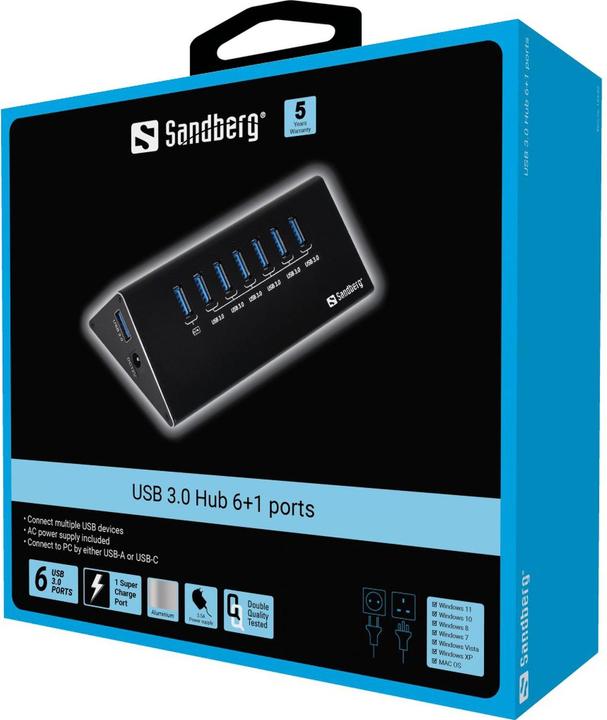 Actual product image Sandberg USB 3.0 hub (USB-A, 7 Ports)