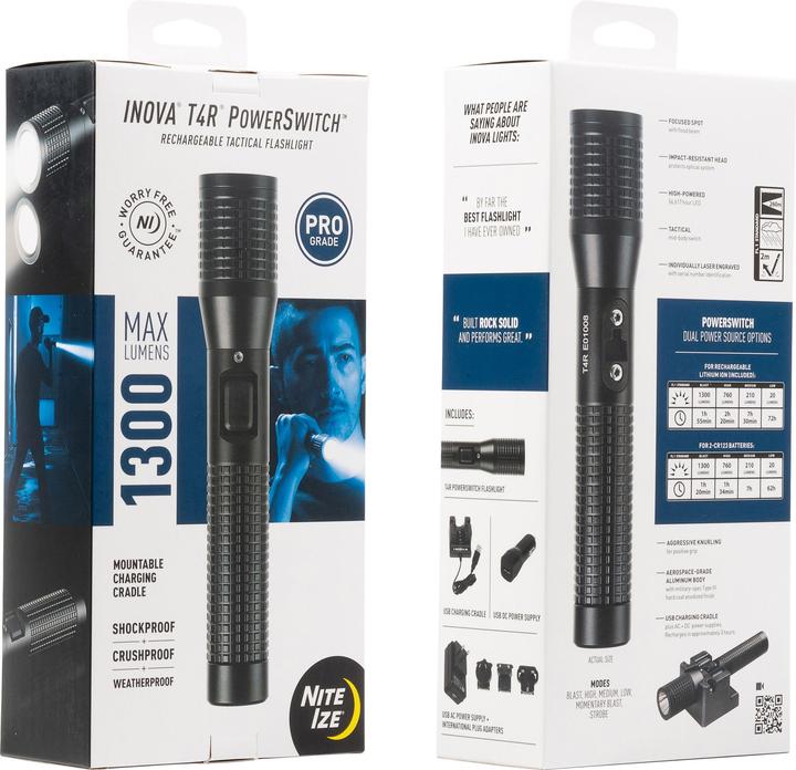 Immagine prodotto Nite Ize Inova T4R Oplaadbare tactische Led zaklamp Zwart + Internationale Stekkers (1300 lm)
