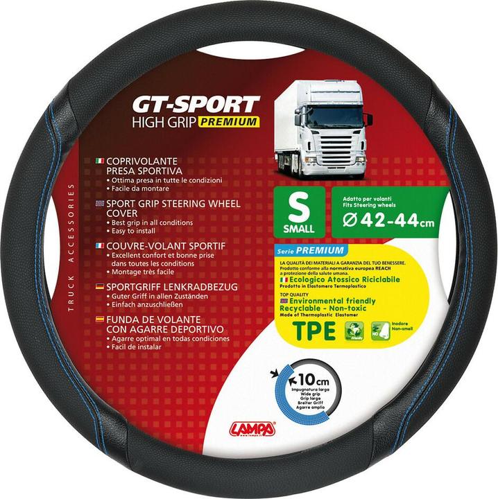 Produktbild Lampa GT-Sport, LKW Lenkradbezug aus Kunstleder - S - Ø 42/44 cm - Schwarz/Blau