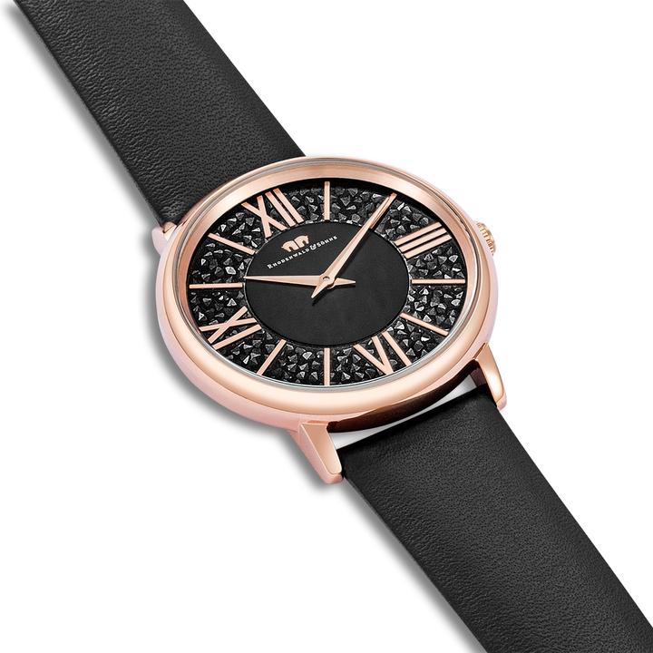 Produktbild Damen Quarzuhr Pamina Echtleder schwarz - 23878 (Analoguhr, 36 mm)
