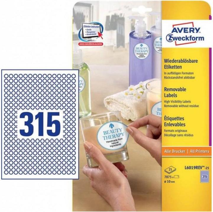 Produktbild Avery Runde Etiketten, ablösbar
