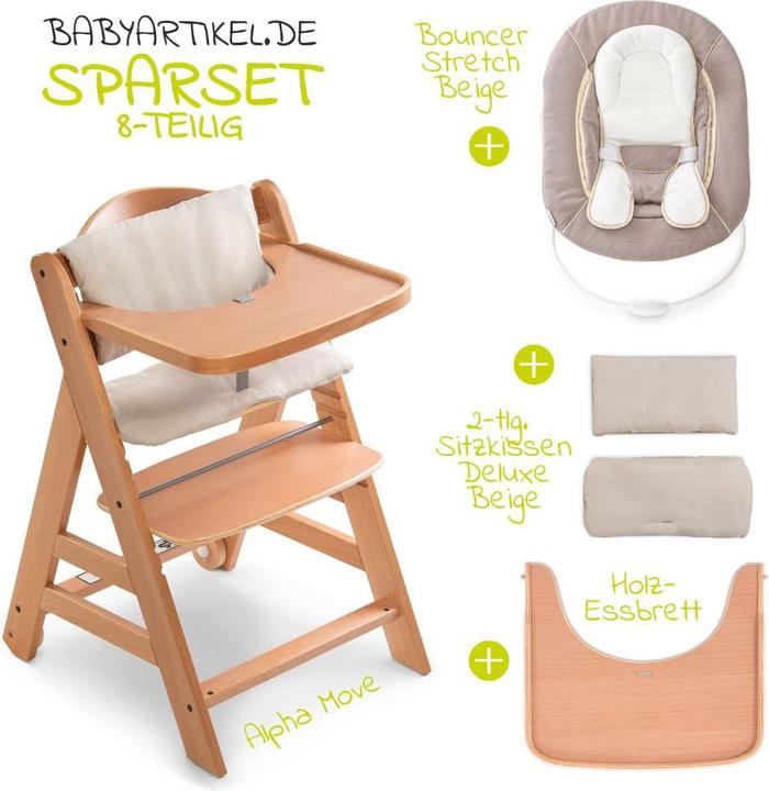 Produktbild Hauck Hochstühle Alpha Move Natur Newborn Set - 5-tlg. Hochstuhl (Hochstuhl)