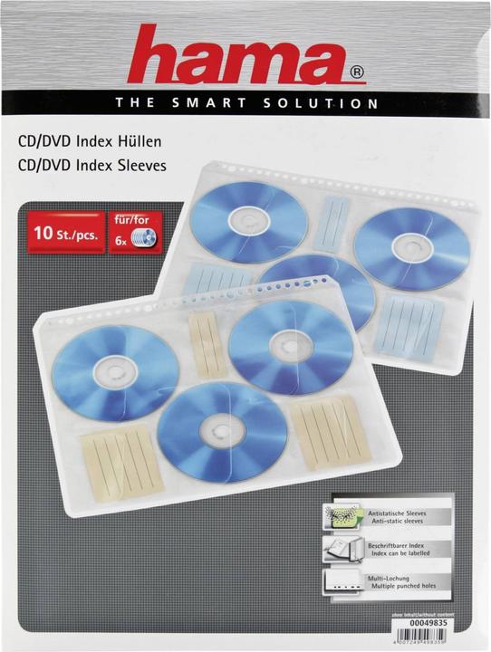 Produktbild Hama 1x10 CD-ROM-Index-Hüllen