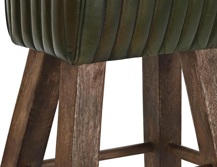 Actual product image DKD Home Decor Stool Wood Brown Leather Green (41 x 30 x 79 cm)