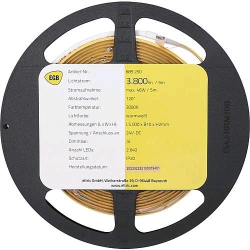 Produktbild EGB COBLED StripeRolle IP2024VDC 46W5m 3000K (500 cm, Indoor)