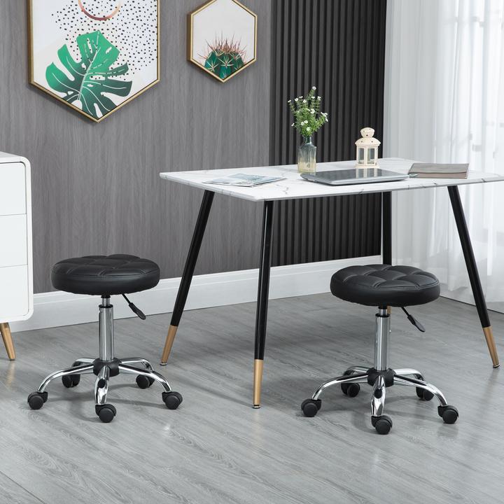Image du produit Homcom Tabouret à roulettes, lot de 2