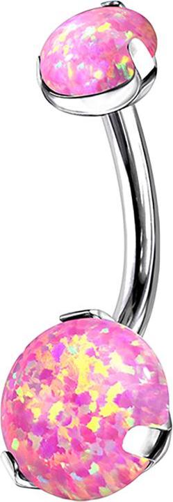 Produktbild Star Piercing Banane silber mit zwei Opale pink (ohne Messing, Titan G23)