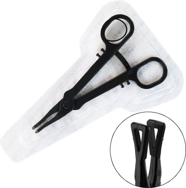 Produktbild Star Piercing Sterile einweg Zange schwarz Gazeklemme geschlossen dreieck gezackt (Kunststoff)