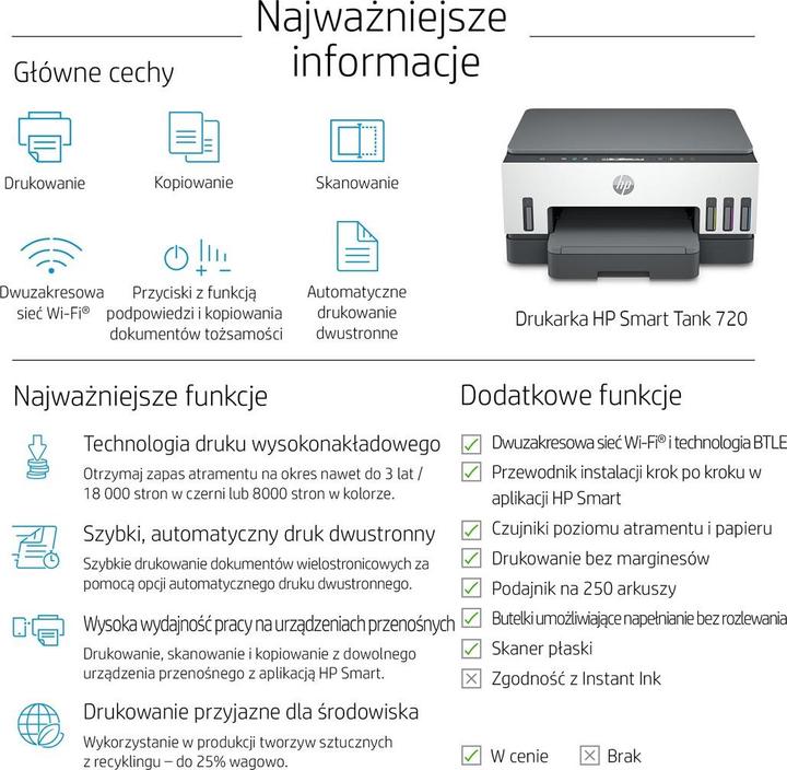 Image du produit HP Smart Tank 720 Thermique jet d'encre DPI par minute WLAN (Thermodirecte, Couleur)
