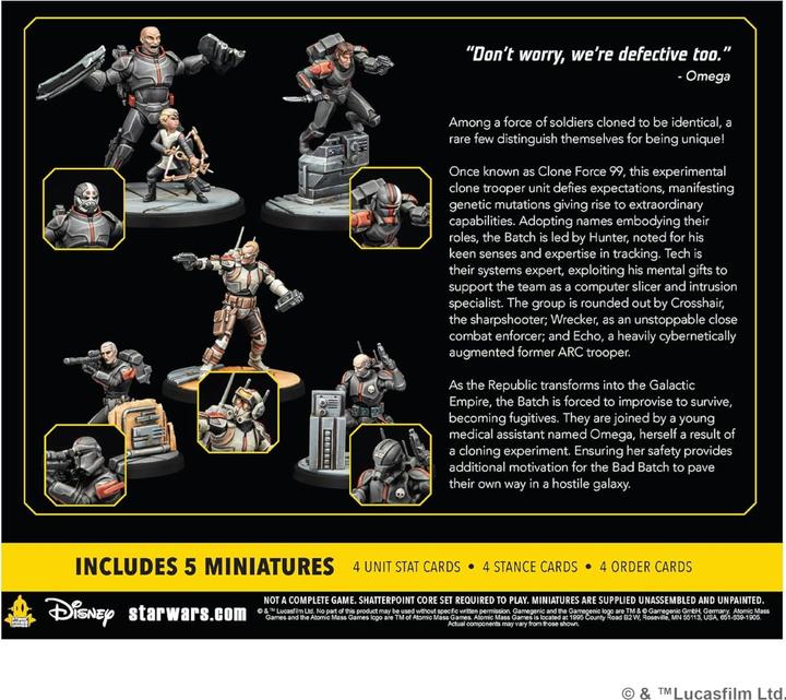 Actual product image Atomic Mass Games AMGD1024 - Star Wars: Shatterpoint - Clone Force 99 Squad Pack (Squad Pack Clone Force 99 (German)
