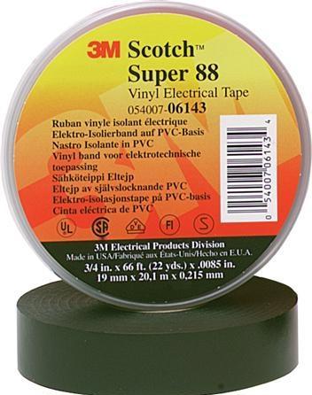 Actual product image 3M Scotch® Super 88 Vinyl Tape black 25mmx20mx0,22mm for insulating cables against all weather (25.40 mm)