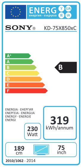 Energie-Label Sony Kd-75x8505c (75", LCD, 4K)