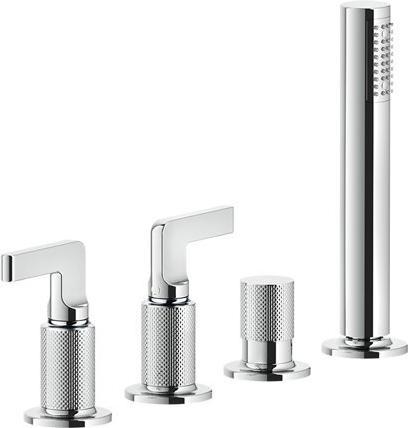 Produktbild Gessi Inciso- 2-Hebel-Griff-4-Loch-Wannenrand-Armatur, separater automatischer Umsteller für Wannen