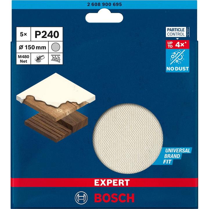 Productafbeelding Bosch Professional Zubehör Expert M480 Schuurnet voor vlakschuurmachine, 150 mm, G 240, 5 stuks (240)