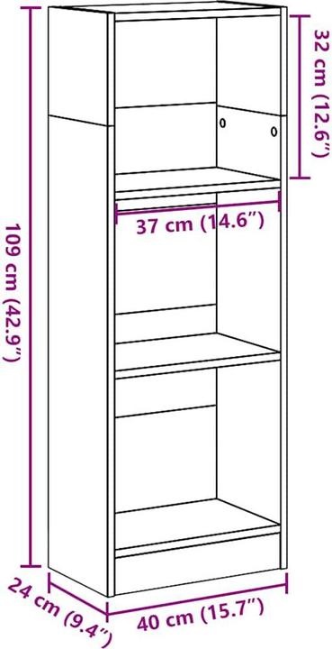 Actual product image VidaXL Bücherregal Hochglanz-Weiss 40x24x109 cm Holzwerkstoff (40 x 24 x 109 cm)