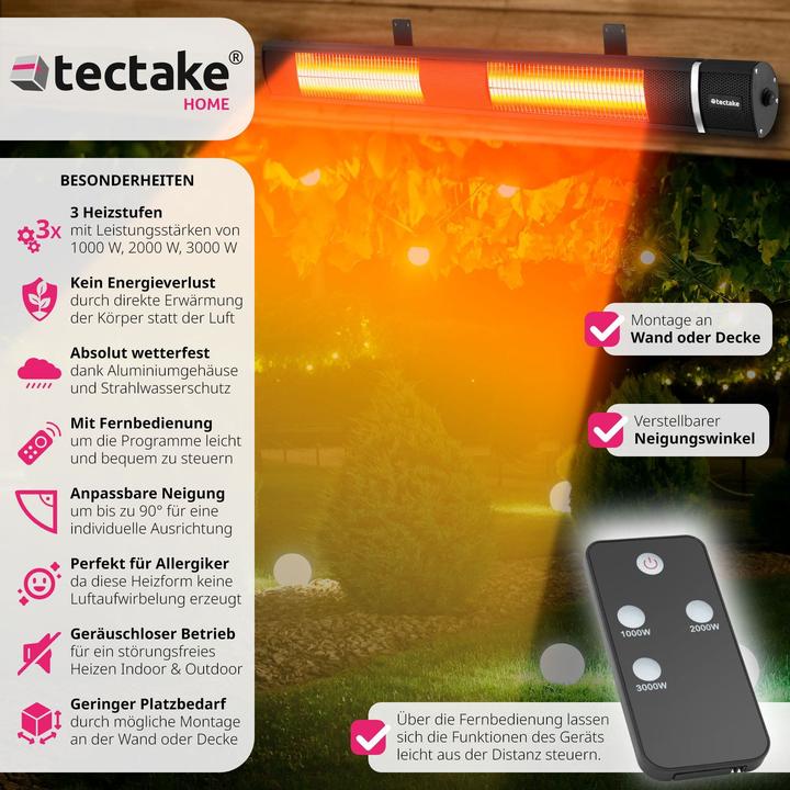 Immagine prodotto tectake Riscaldatore radiante a infrarossi (3000 W)
