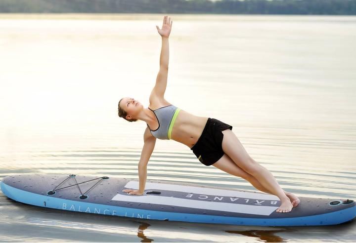 Produktbild Gymrex Stand Up Paddle Board aufblasbar Paddel-Board SUP 120 kg blau/marine + Zubehör