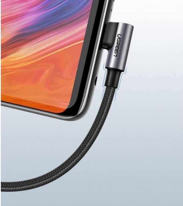 Actual product image Ugreen USB-C angled to USB-A 2.0 A data cable (2 m, USB 2.0)