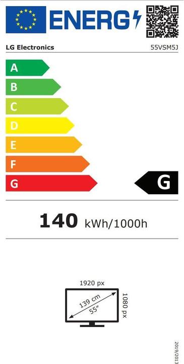 Energielabel LG Videowandscherm 55VSM5J-H 55 (1920 x 1080 Pixels, 55")