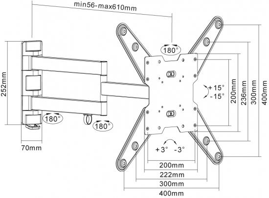 Produktbild equip Wandhalterung für LCD-/Plasmafernseher (Wand, 55", 50 kg)