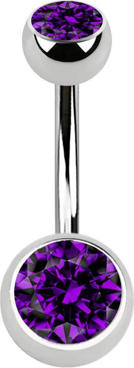 Immagine prodotto Star Piercing Banana argento con due sfere di cristallo viola (Acciaio chirurgico 316L, senza ottone)