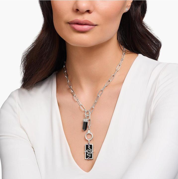 Produktbild Thomas Sabo Kettenanhänger Schlange mit schwarzer Kaltemaille und bunten Steinen Silber (Emaille, Emaille/Silber, 925er Silber)