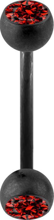 Produktbild Star Piercing Micro Banane schwarz matt mit zwei Kristallkugeln rot (ohne Messing, Chirurgenstahl 316L)
