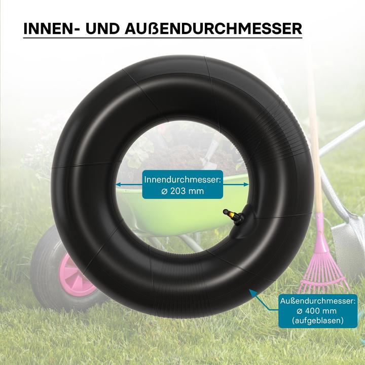 Produktbild Wiltec Schlauch Luftschlauch Rasenmäherreifen 16 x 6.50 – 8 Winkelventil Reifen Rad (Rasenmäher, Gartenmaschinen Ersatzteile)