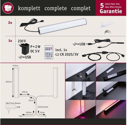 Immagine prodotto Paulmann Bastoncini luminosi dinamici (RGB, 30.50 cm, Interno)