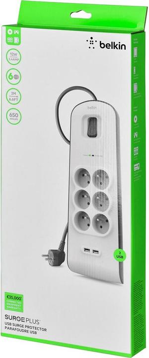 Produktbild Belkin BSV604ca2m Weiss 6 AC-Ausgänge 2 m (6 x, CEE 7/5, 2 m)