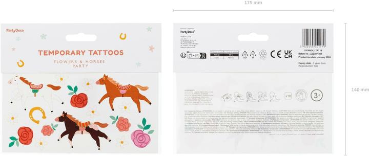 Valori nutrizionali e ingredienti Partydeco Set di tatuaggi per cavalli, 16 pezzi