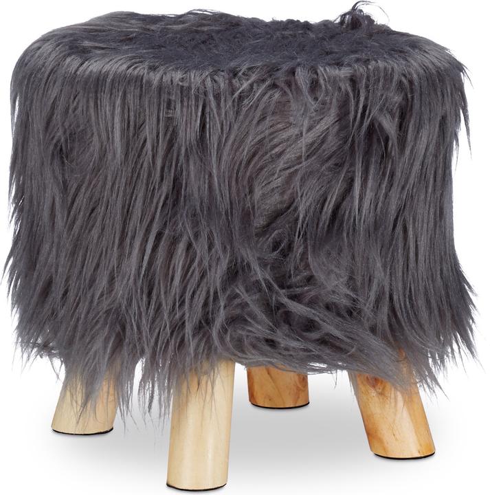 Image du produit Relaxdays Tabouret fausse fourrure poils