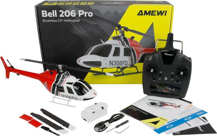 Actual product image Amewi Bell 206 Pro Brushless CP-Helikopter 6G RTF
