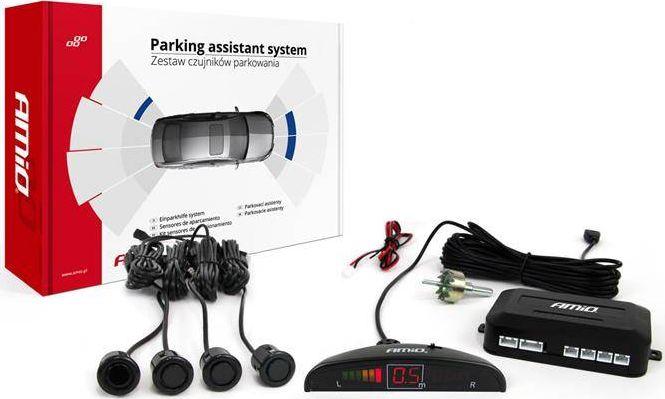 Actual product image Amio LED reversing sensor set with 4 black gold 18 mm sensors