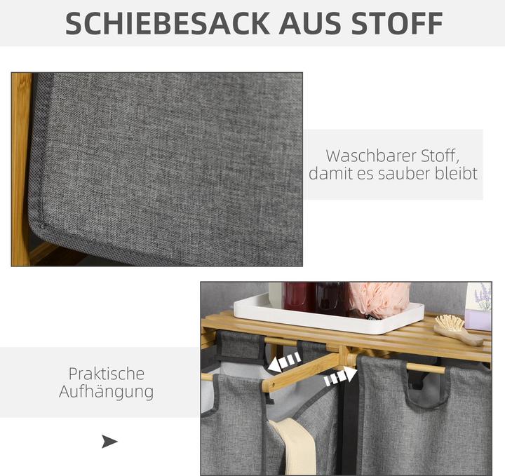 Produktbild Homcom Wäschekorb mit 2 separate Wäschesäcken