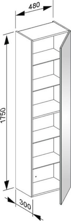 Immagine prodotto Keuco Armadio alto X-LINE 480x1750x300mm, battuta a destra Inox
