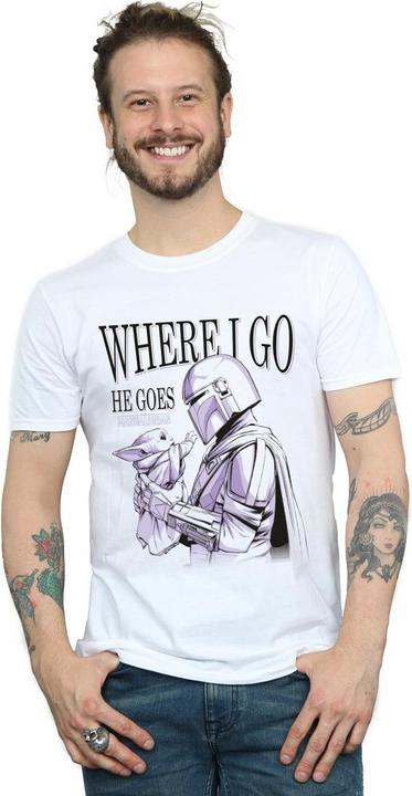 Actual product image Star Wars Mens The Mandalorian Where I Go T-Shirt (S)