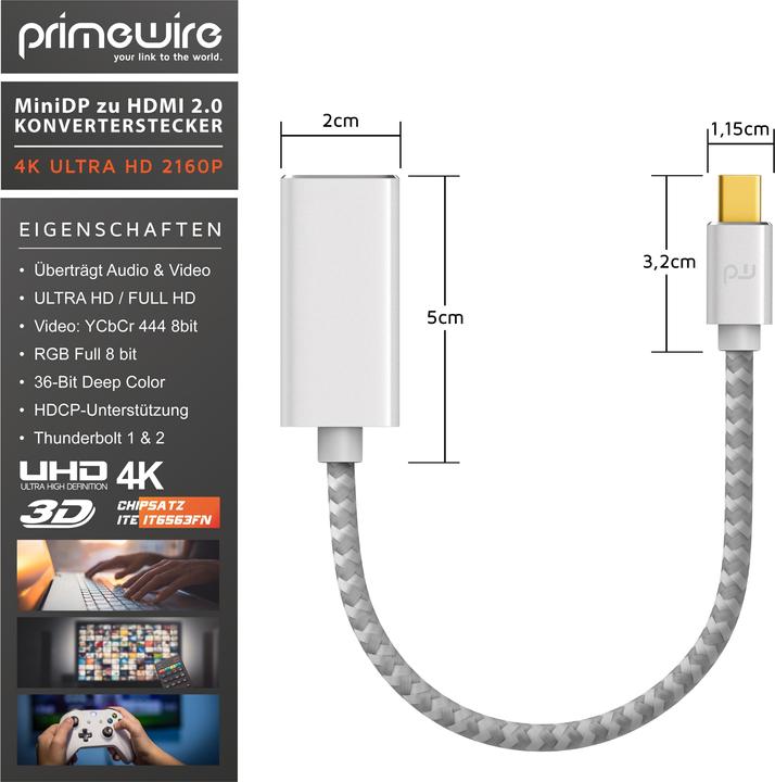 Actual product image Primewire Mini DisplayPort - HDMI (0.20 m, HDMI, DisplayPort)