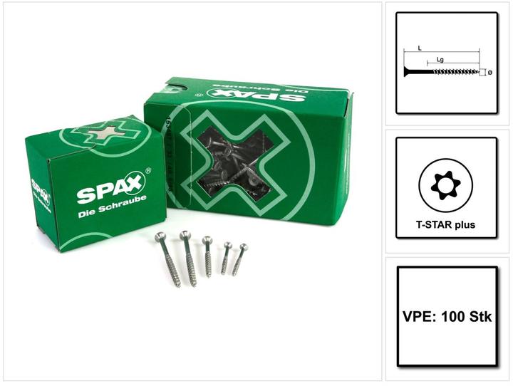 Produktbild Spax Spanplattenschrauben SK T30 6,0x100 mm (100 Schrauben pro Stück)