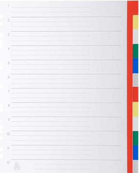 Image du produit Exacompta Intercalaires imprimés numériques polypropylène 12/100e - 12 positions - A4 Maxi - Assorties vives