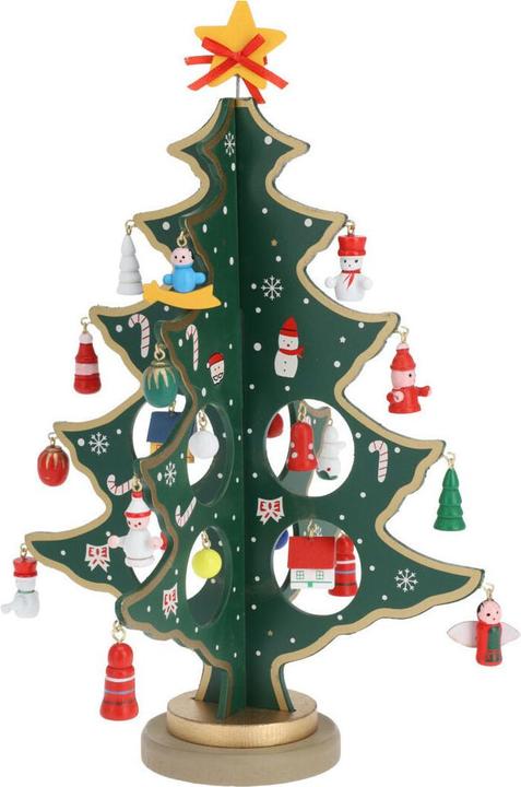 Actual product image Wooden Christmas tree with hanging decoration, 26 pcs.