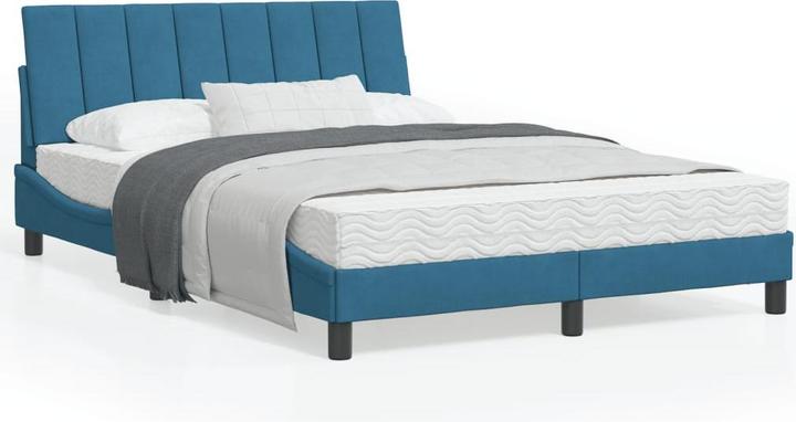 Actual product image VidaXL Bed Upholstered bed Bed frame Single bed with mattress Blue 100x200cm Velvet (100 x 200 cm)